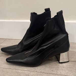 Zara Sleek Black Boots with Silver Heel